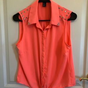 Orangey Pink Sheer Tank